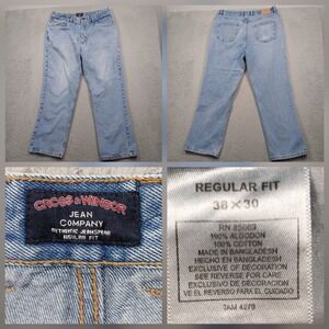 Cross & Windsor Jeans Mens 38x30 Blue Regular Fit Light Wash